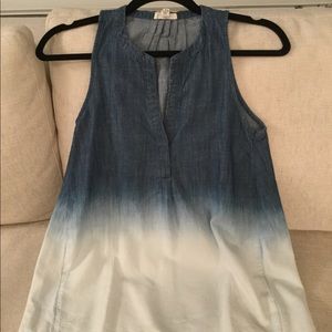 Joie ombré blue and white sleeveless  collared top